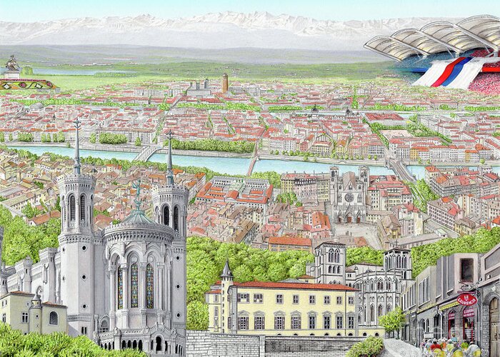  Lyon France Greeting Card featuring the painting Lyon France by Albert Puskaric