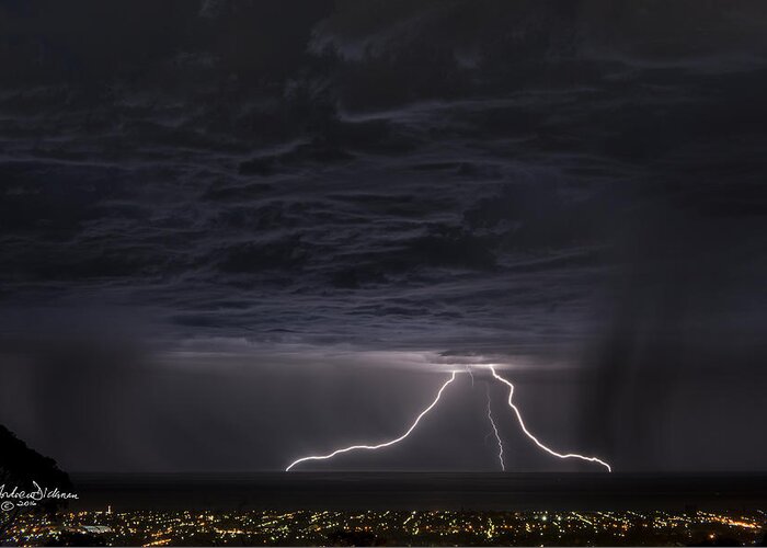 Lightning Greeting Card featuring the photograph M A G N I F I C O by Andrew Dickman