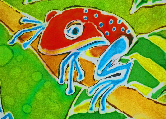 Frog Greeting Card featuring the painting Ma Froggy Just Hangin by Kelly Smith