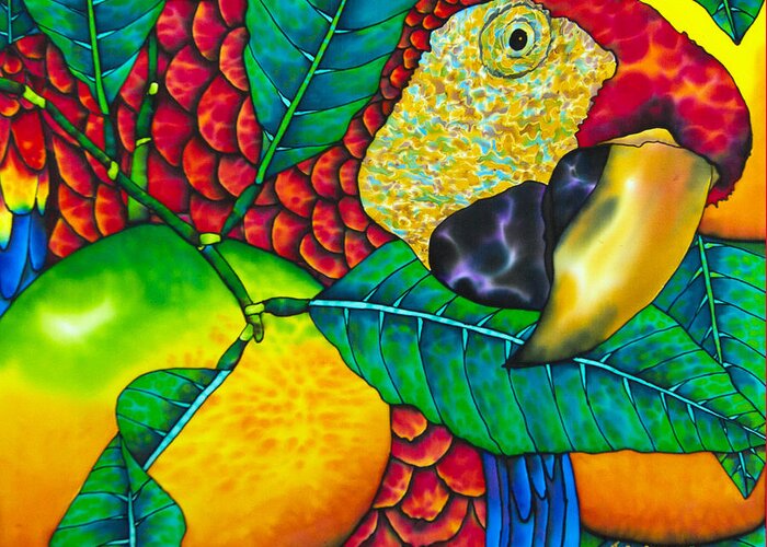 Jean-baptiste Design Greeting Card featuring the painting Macaw Close Up - Exotic Bird by Daniel Jean-Baptiste