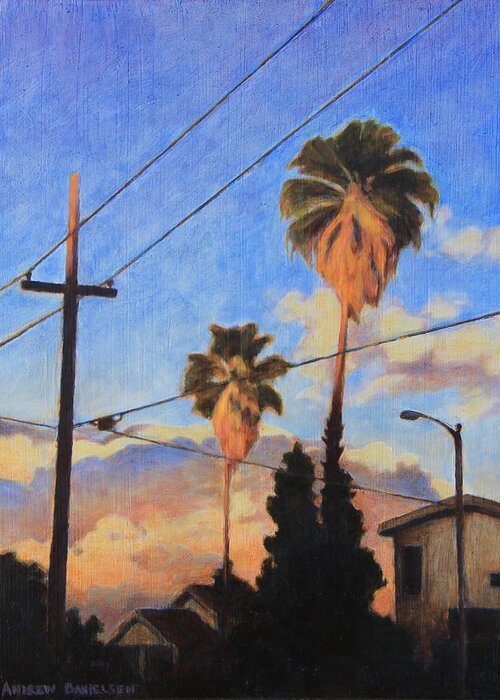 Los Angeles Greeting Card featuring the painting Madison Ave sunset by Andrew Danielsen