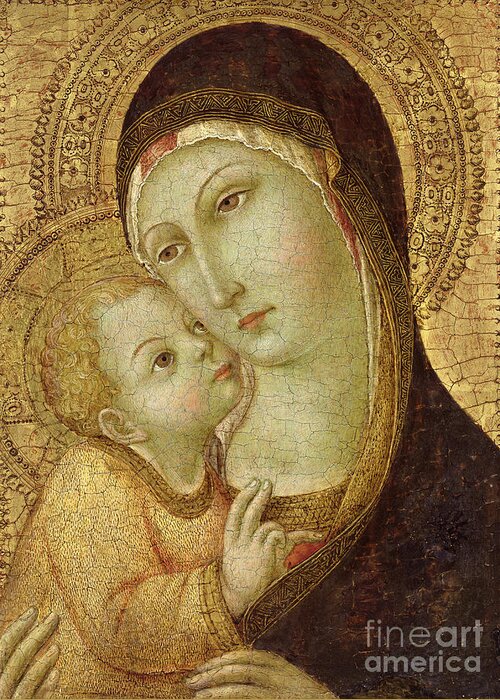 Madonna Greeting Card featuring the painting Madonna and Child by Ansano di Pietro di Mencio