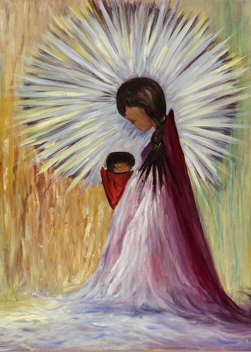 Religion Greeting Card featuring the painting Madonna And Child by Darice Machel McGuire