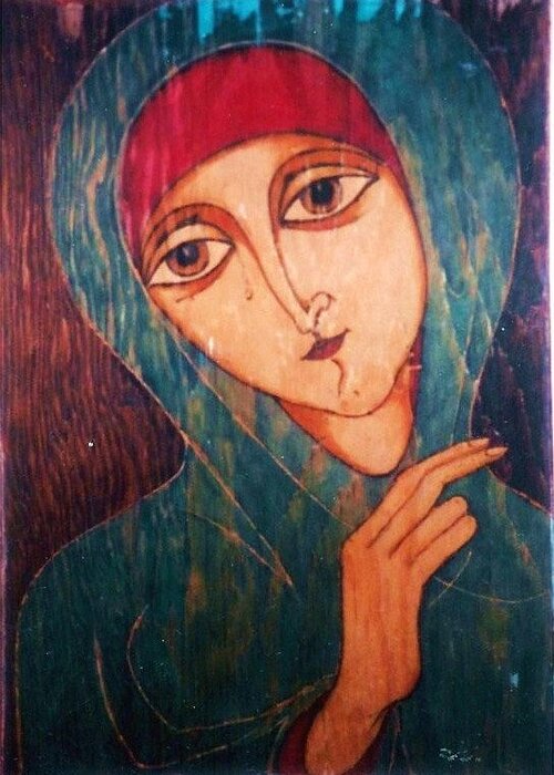 Original Art Greeting Card featuring the greeting card Madonna by Rae Chichilnitsky