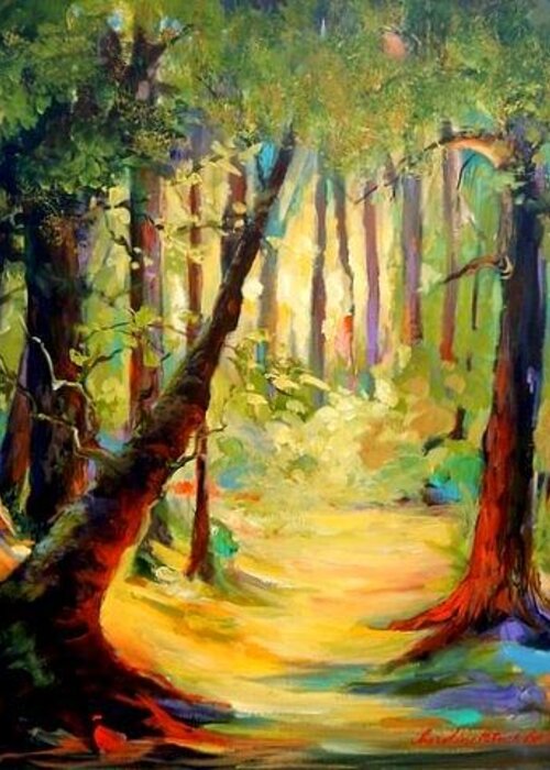 Magic Forest Greeting Card featuring the painting Magic Forest by Caroline Patrick