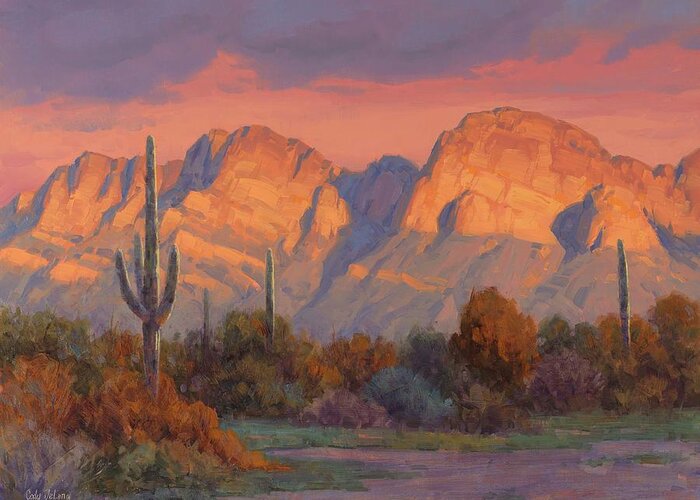 Arizona Art Greeting Card featuring the painting Magic Hour by Cody DeLong