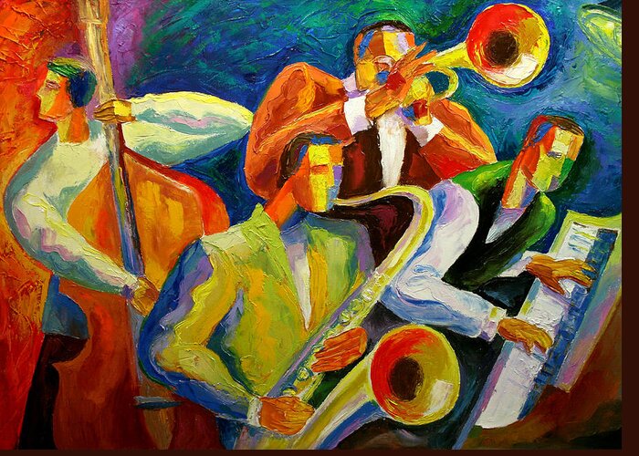 Jazz Greeting Card featuring the painting Magic Music by Leon Zernitsky
