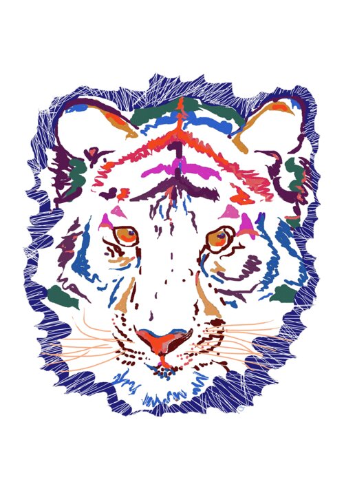 Tiger Greeting Card featuring the digital art Magnificent Tiger by Mary Armstrong