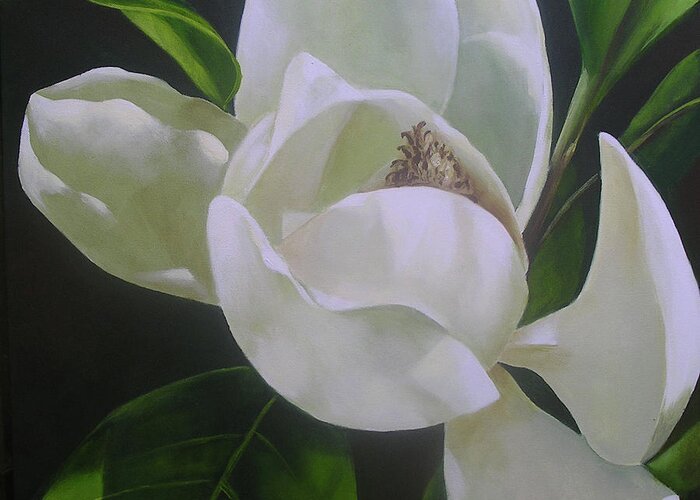 Magnolia Greeting Card featuring the painting Magnolia Light by Chris Hobel