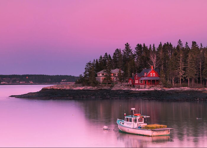 Maine Greeting Card featuring the photograph Maine Five Islands Coastal Sunset by Ranjay Mitra