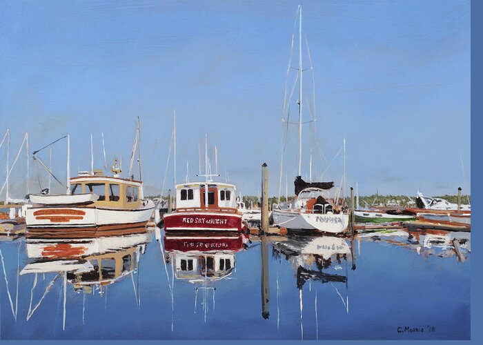 Maine Greeting Card featuring the painting Maine Marina Evening by Craig Morris