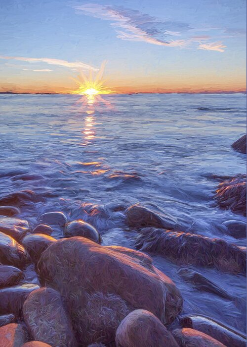 Maine Greeting Card featuring the digital art Mainly Water II by Jon Glaser