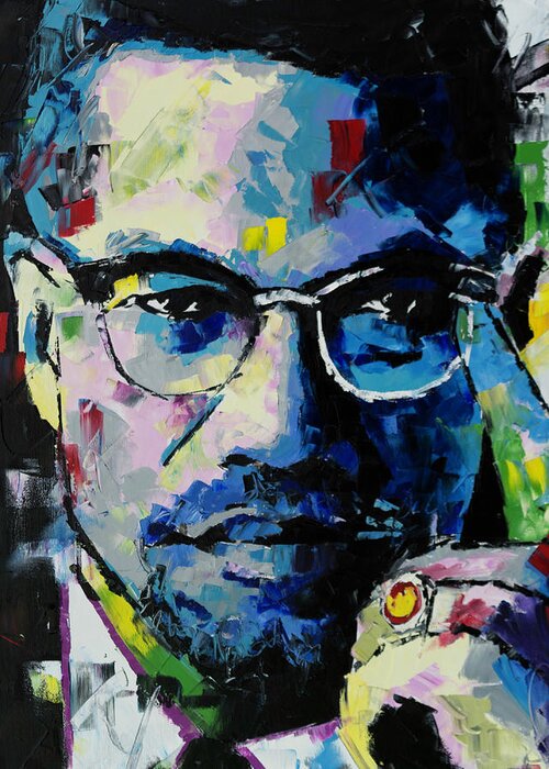 Malcolm X Greeting Card featuring the painting Malcolm X by Richard Day