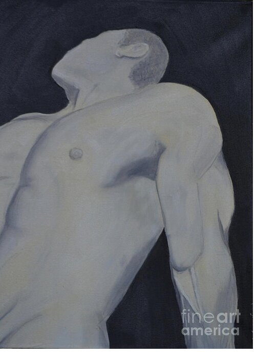 Nude Greeting Card featuring the painting Male Black and White by Lori Jacobus-Crawford