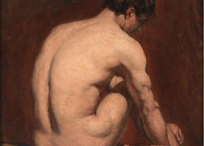  Nude Greeting Card featuring the painting Male Nude from the Rear by William Etty