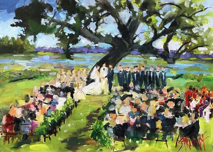 Wedding Greeting Card featuring the painting Mallory and Walker by Gina Strumpf