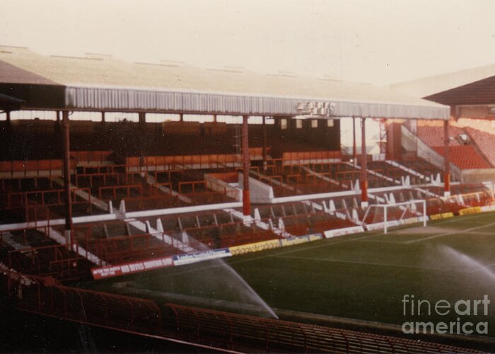  Greeting Card featuring the photograph Manchester United - Old Trafford - Stretford End 1 - 1974 by Legendary Football Grounds