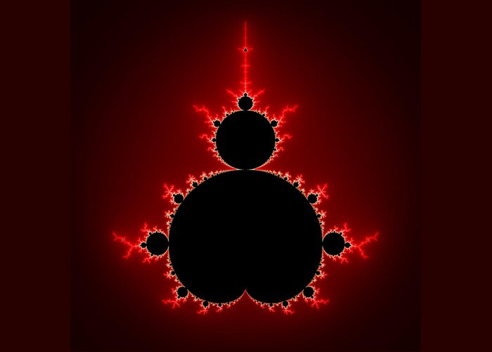 Mandelbrot Greeting Card featuring the digital art Mandelbrot set black and red square format by Matthias Hauser