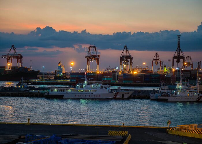 Port Greeting Card featuring the photograph Manila Port by Judith Barath