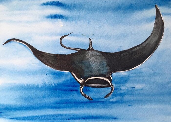  Greeting Card featuring the painting Manta Ray by Mastiff Studios