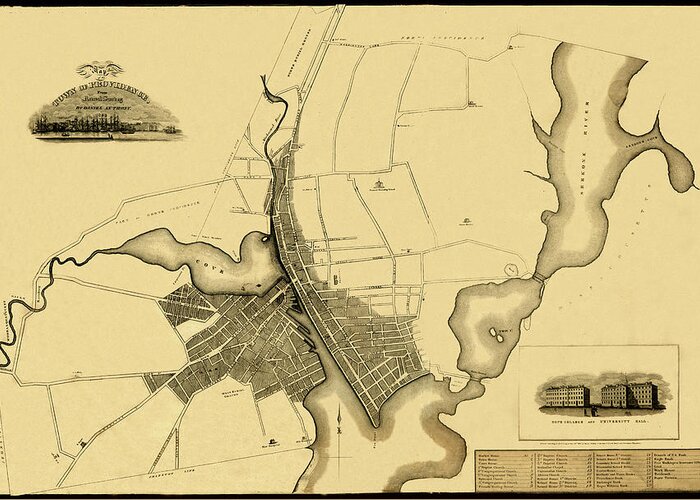 Map Of Providence Greeting Card featuring the photograph Map Of Providence 1823 by Andrew Fare