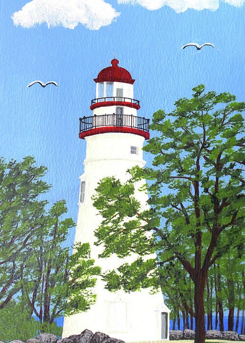 Lighthouses Greeting Card featuring the painting Marblehead Lighthouse Painting by Frederic Kohli