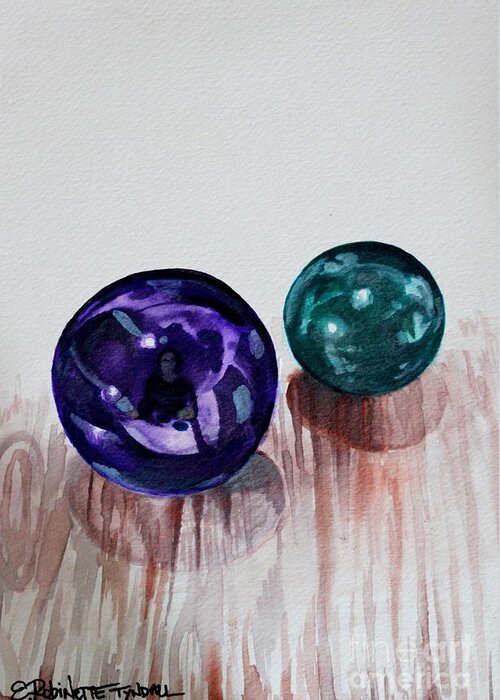 Marbles Greeting Card featuring the painting Marbles of My Reflection by Elizabeth Robinette Tyndall