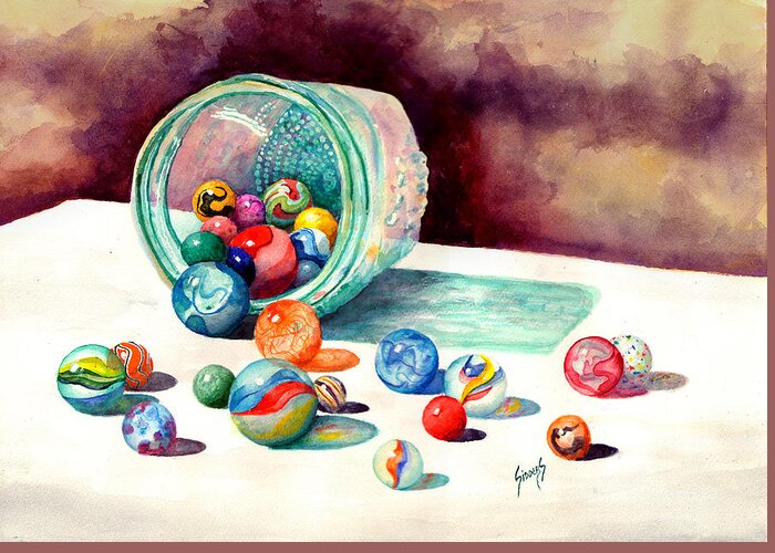 Marble Greeting Card featuring the painting Marbles by Sam Sidders