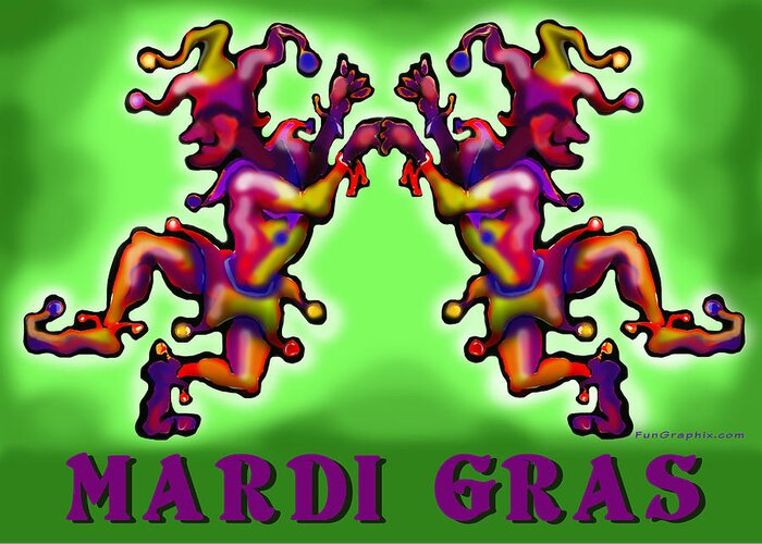 Mardi Gras Greeting Card featuring the digital art Mardi Gras by Kevin Middleton