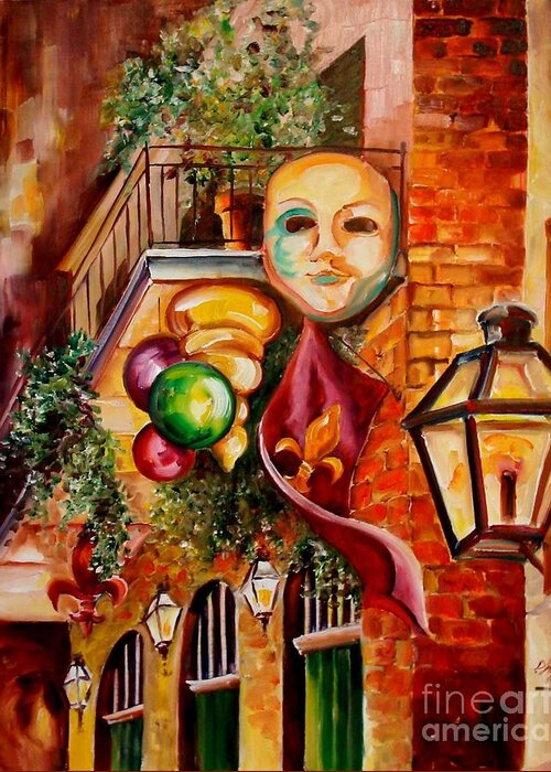 New Orleans Greeting Card featuring the painting Mardi Gras Night by Diane Millsap