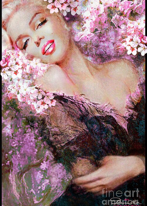 Theo Danella Greeting Card featuring the painting Marilyn Cherry Blossoms Pink by Theo Danella