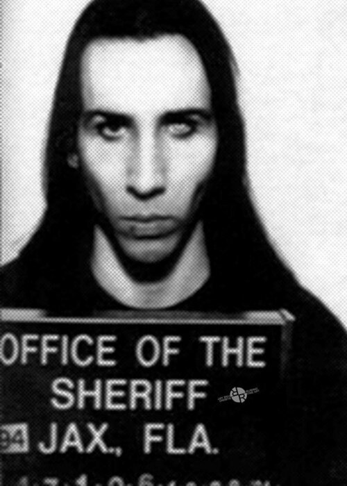 Marilyn Manson Greeting Card featuring the photograph Marilyn Manson Mug Shot Vertical by Tony Rubino