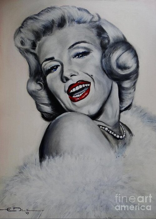  Marilyn Monroe Greeting Card featuring the painting Marilyn Monroe by Eric Dee
