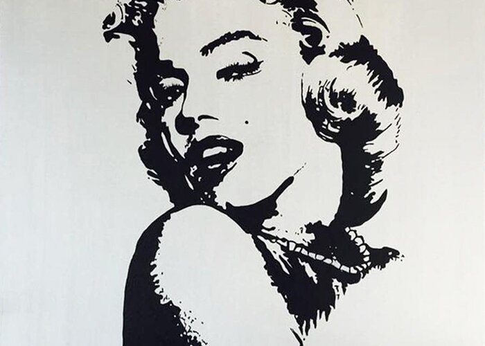 Marilyn Monroe Greeting Card featuring the painting MARILYN MONROE / Glamour by Kathleen Artist PRO