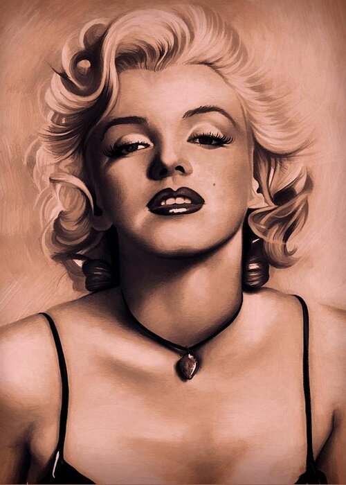 Marilyn Monroe # Norma Jeane Mortenson # Norma Jeane # Marilyn Monroe Paintings # Sex Symbols # Oil Painting Marilyn Monroe # Marilyn Monroe Painting# Movie Star # Greeting Card featuring the painting Marilyn Monroe by Louis Ferreira