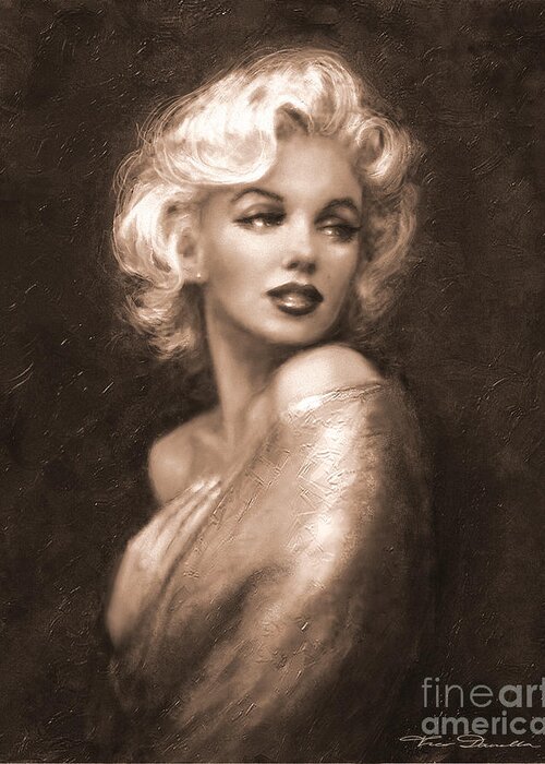 Marilyn Greeting Card featuring the painting Marilyn WW Sepia by Theo Danella
