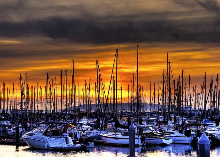 Hdr Greeting Card featuring the photograph Marina at Sunset by Brad Granger