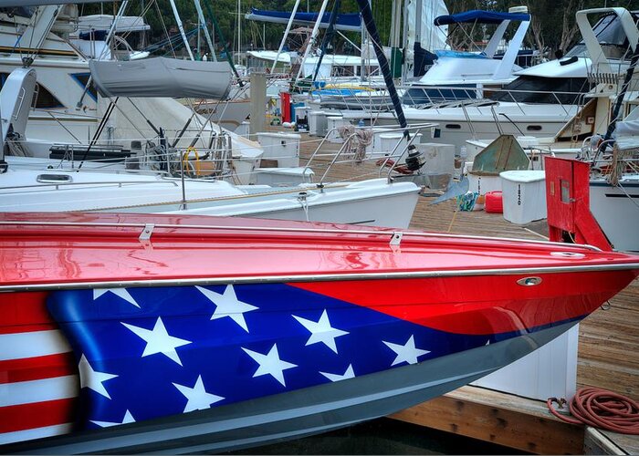 Harbor Greeting Card featuring the photograph Marina Patriot by Lynn Bauer
