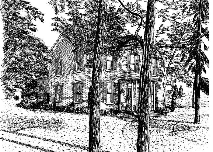 House.\ Greeting Card featuring the drawing Markham House by Ron Haist