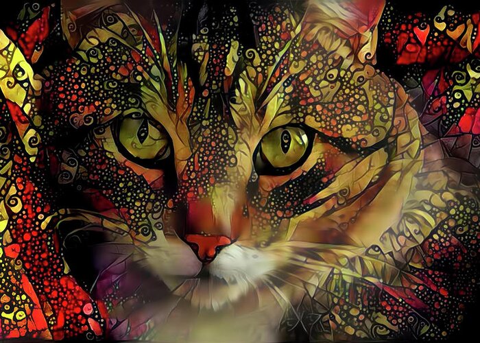Cat Greeting Card featuring the digital art Marmalade in the Morning by Peggy Collins