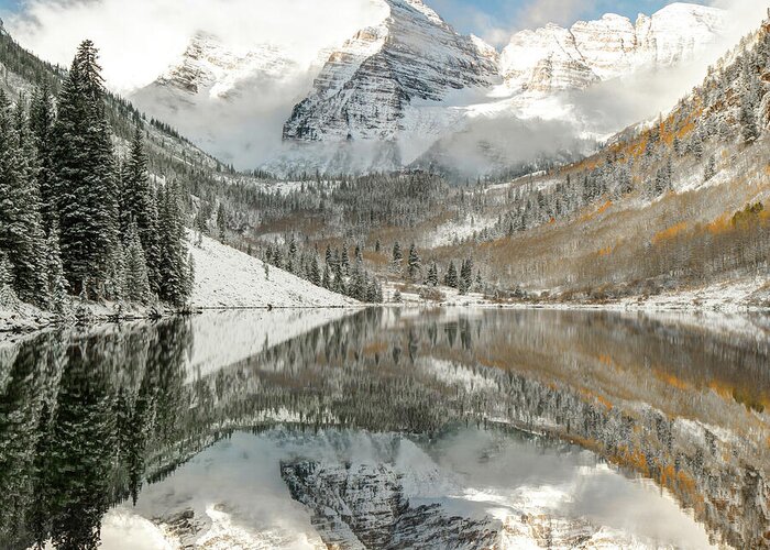 Maroon Bells Greeting Card featuring the photograph Maroon Bells - Aspen Colorado 1x1 by Gregory Ballos
