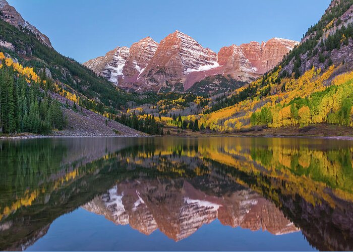 Colorado Greeting Card featuring the photograph Maroon Bells Sunrise by Gary Kochel