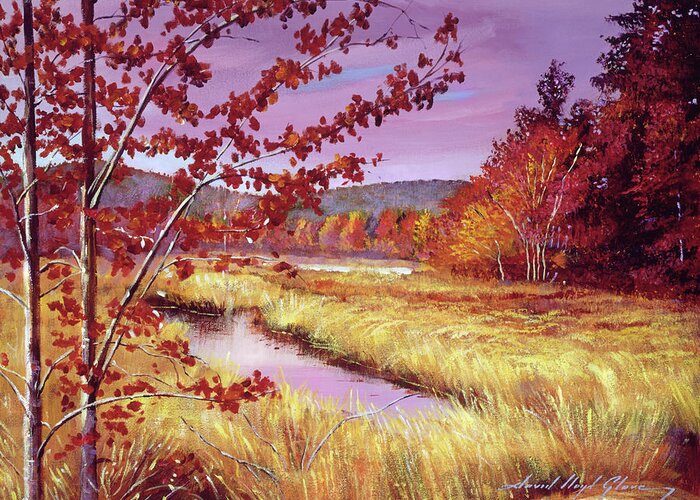 Pastoral Greeting Card featuring the painting Marsh Grass by David Lloyd Glover