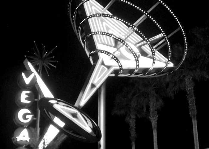 Martini Greeting Card featuring the photograph Martini sign in Vegas b-w by Anita Burgermeister