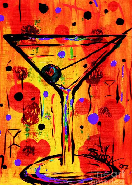 Martini Greeting Card featuring the painting Martini twentyfive of SIDZART Pop Art Collection by Sidra Myers