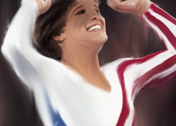 Mary Lou Retton Greeting Card featuring the digital art Mary Lou Retton by Jack Bunds