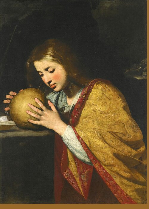 Attributed To Massimo Stanzione Greeting Card featuring the painting Mary Magdalene in Meditation by Attributed to Massimo Stanzione