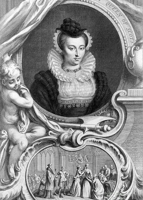 Historic Greeting Card featuring the photograph Mary, Queen Of Scots, 1587 by Wellcome Images