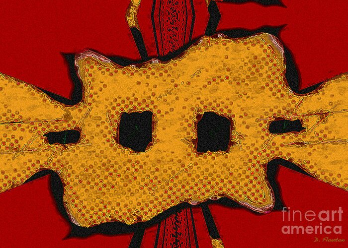Orange Greeting Card featuring the digital art Masquerade 1 by Dee Flouton