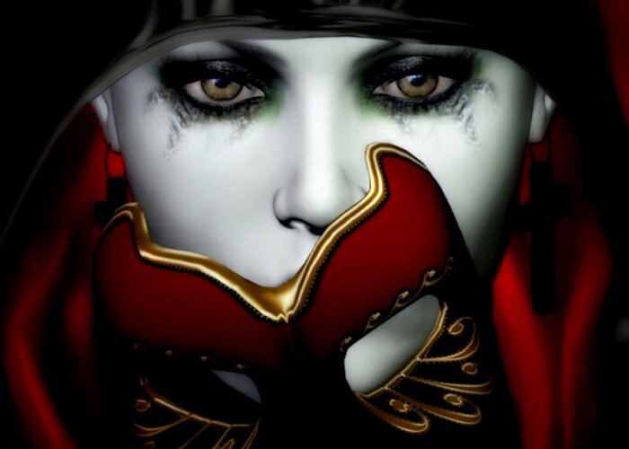 Masquerade Greeting Card featuring the digital art Masquerade by Shanina Conway